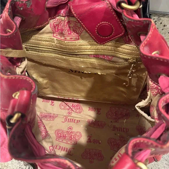 RARE Y2K VINTAGE Juicy Couture Pink Tote Bag velour - Picture 7 of 8